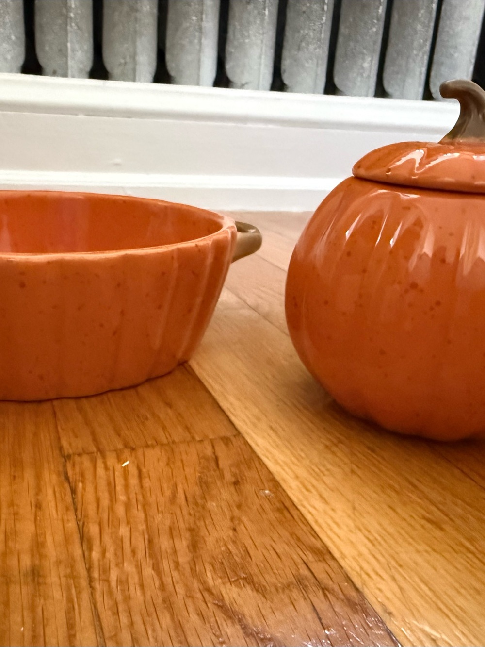 Orange Ceramic Pumpkin Serving Bowl Set